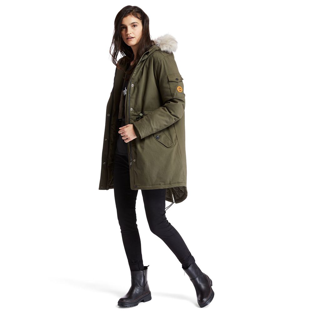 Timberland Womens Parka Mt Kelsey Fleece-Lined Parka - Olive - India QP9163280